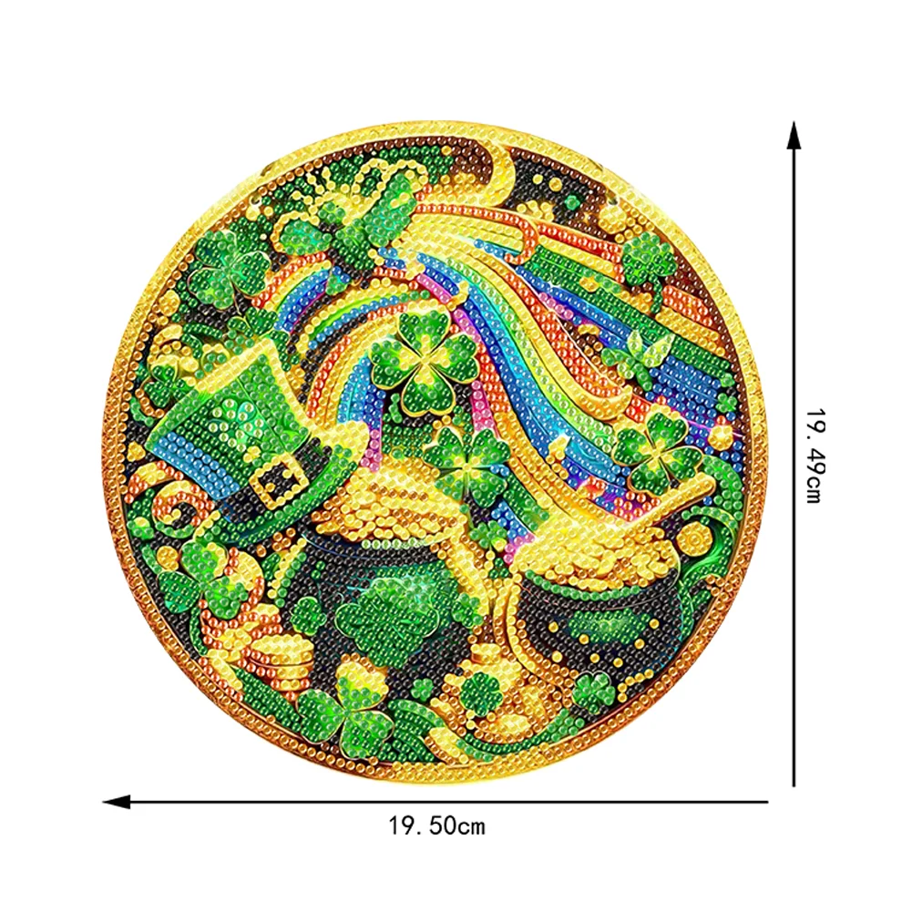 DIY St Patrick Lucky Clover Acrylic Wreath Diamond Painting Hanging Pendant Wall Decor