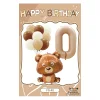 Retro Cream Caramel Cartoon Bunny Bear 0 - 9 Numbers Latex Aluminum Film Balloons Flags Package Kids Birthday Party Decors