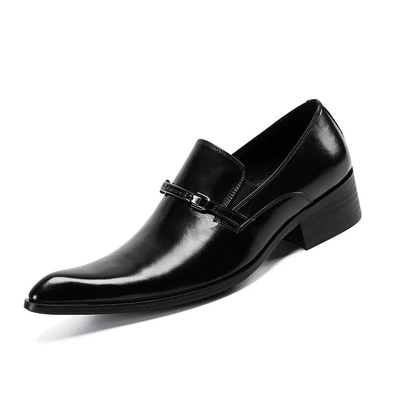 VCSHOES Patent Leather Men Pointed Toe Loafer Shoes Black Brown Mens Dress Shoes Wedding Party Formal Shoes