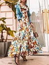 Floral Printed Strapless Condole Belt Maxi Dress