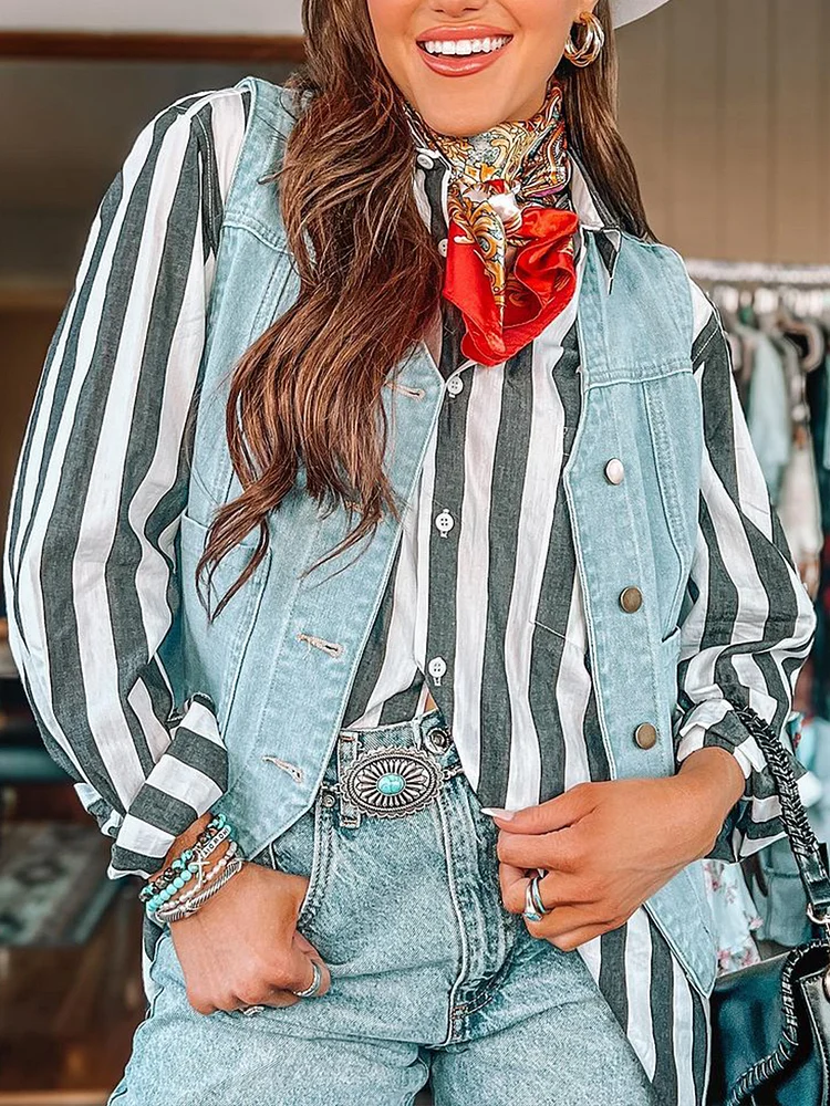 Vintage Black & White Button-Up Shirt