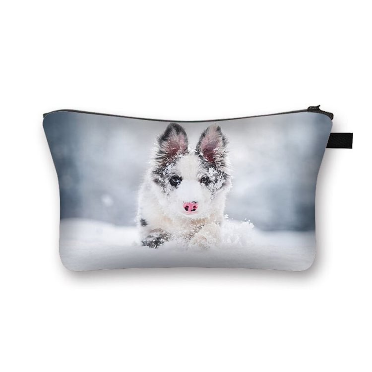 Snow dog Printed Hand Hold Travel Storage Cosmetic Bag Toiletry Bag