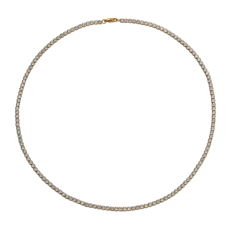 304 Stainless Steel 18K Gold Plated Hip-Hop Inlay Solid Color Zircon Necklace