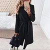 Mid-length Coat Lapel Tie Woolen Coat