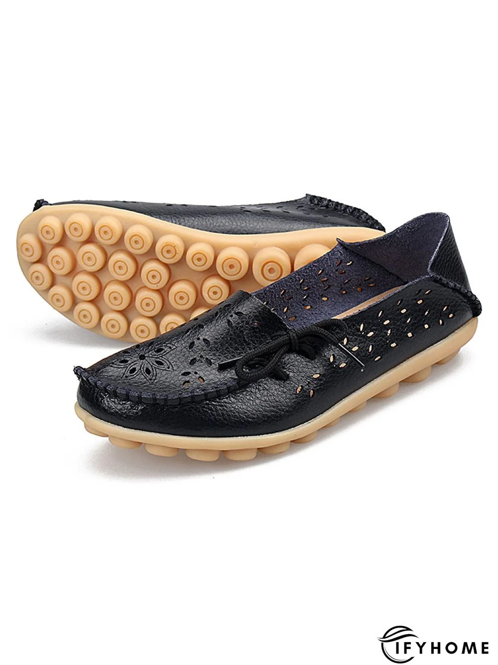 Cowhide Hollow Lace-up Portable Shoes | IFYHOME