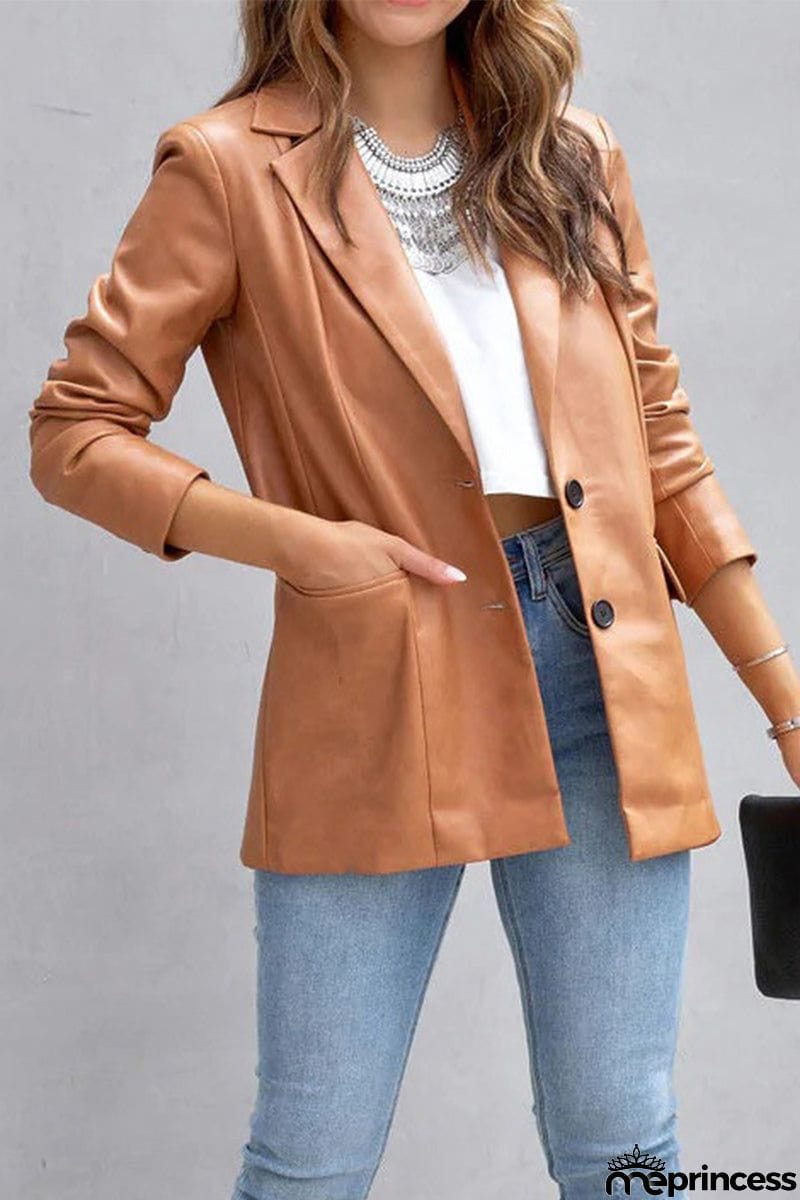 Casual Street Solid Patchwork Buckle Turn-back Collar Outerwear