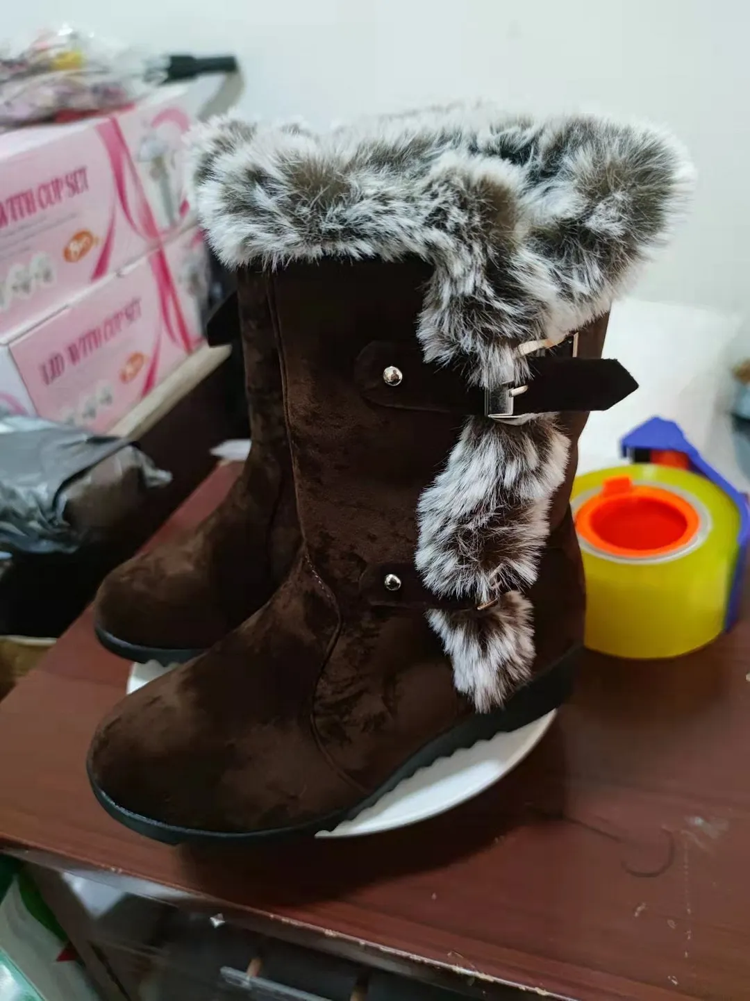Women's autumn winter new snow boots thick-soled set foot imitation rabbit fur botas de mujer 2021 nuevas invierno altas bottes
