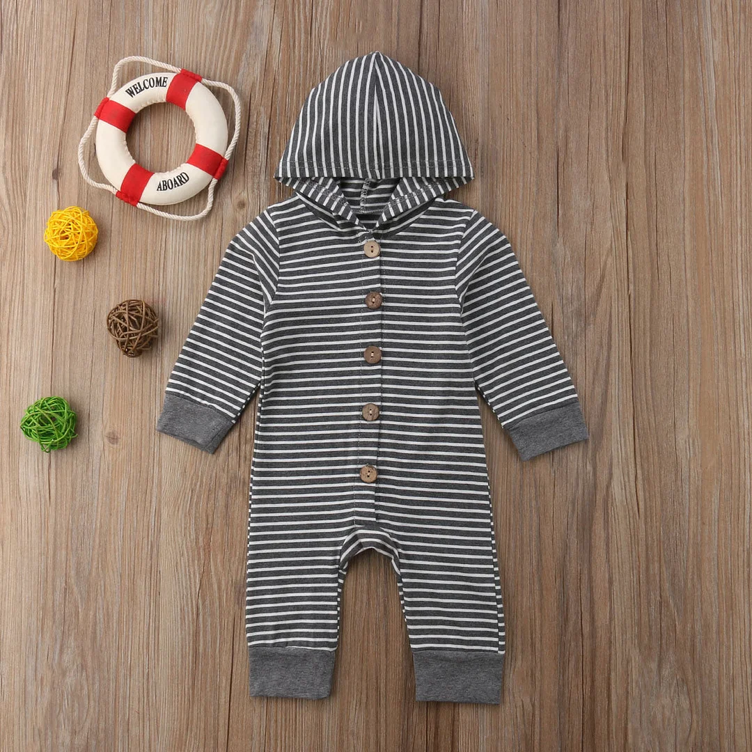 Lovely Striped Printed Long Sleeve Baby Boy Girl Jumpsuit