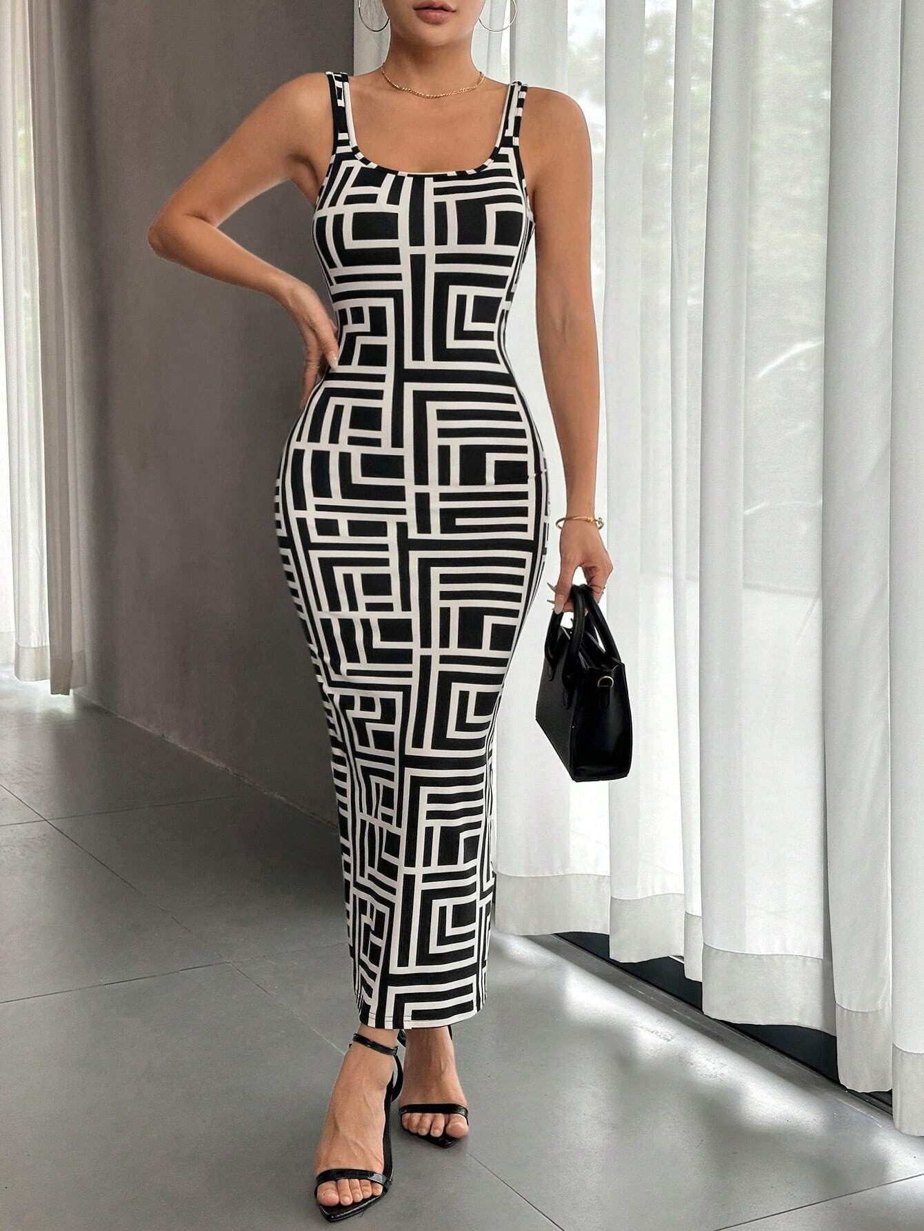 Mature Women Causal Summer Printed Short Sleeve Vest Dress