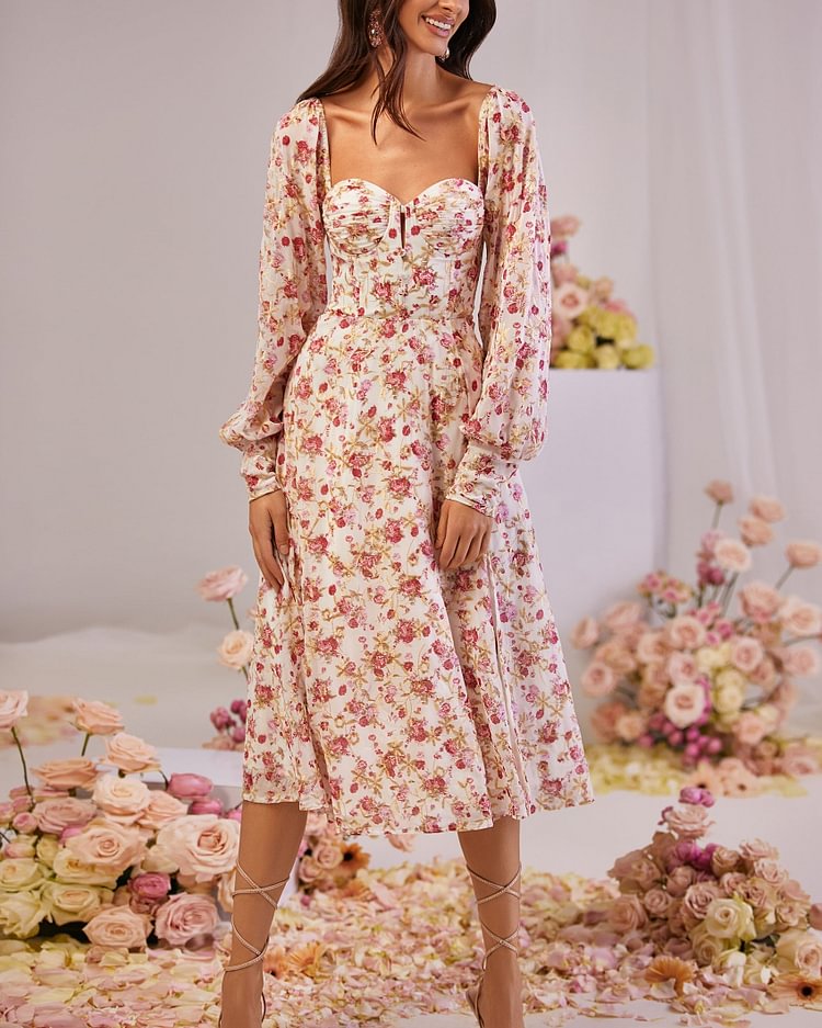 Women's Casual Print Long Sleeve Dress