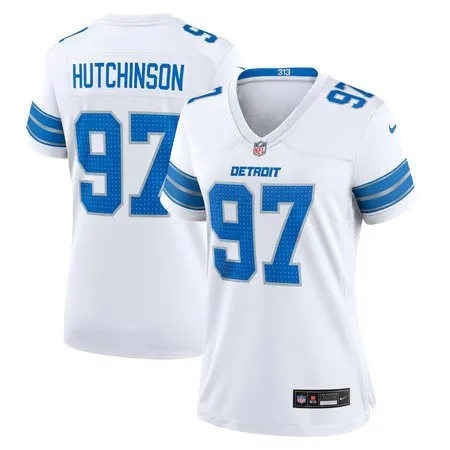 Women's Detroit Lions #97 Aidan Hutchinson  White Game Jersey