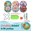 (US Local)6pcs Flower DIY Diamond Painting Coasters Kits with Holder for Adult Beginner