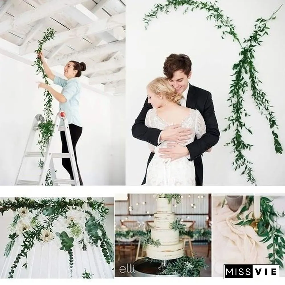 170/100 cm Artificial Willow Leaves Garland Faux Wreath Wedding Backdrop Home Wall Decor 10/8/5/4/2/1 pcs