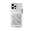 MagSafe Magnetic Suction Mobile Phone Holder Anti-Theft Brush Carbon Fiber Apple Huawei Ultra-Thin Card Holder (White）