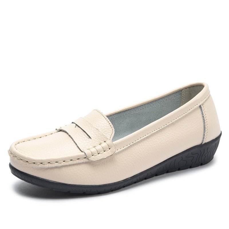 Women Flats Genuine Leather Shoes Woman Platform Casual Soft Women's Loafers Shallow Slip On Shoes Women Nurse Ladies Shoes