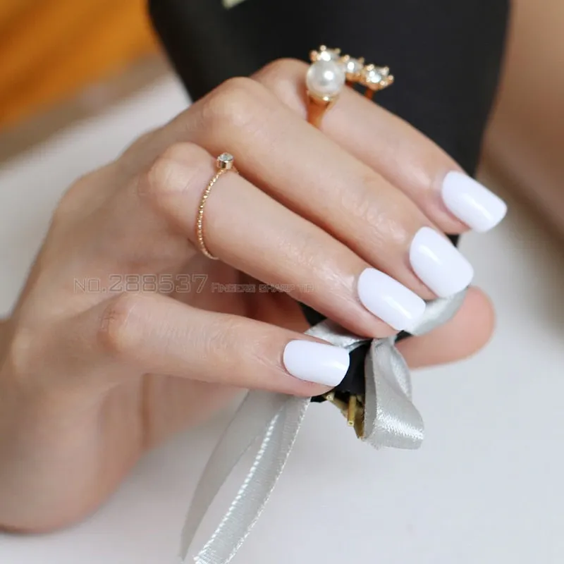 2017 new 24pcs false nails Pure White candy short paragraph round square head comfortable multicolor all wrapped SS-W-Nail Inspo