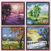 (4pcs) Seasons-14CT Stamped Cross Stitch 16*16cm(Bundle Sale)