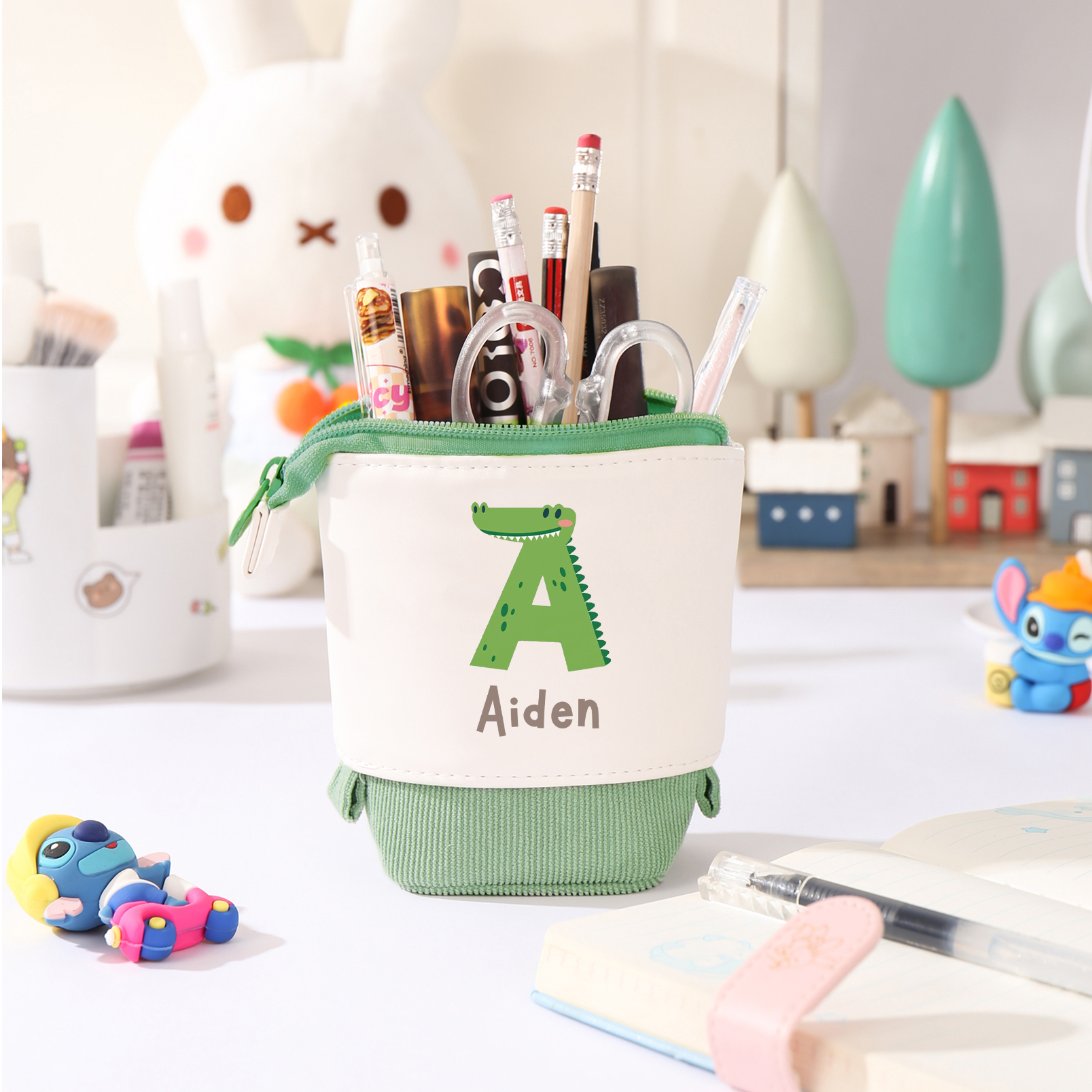 Personalised Pencil Case Custom Name & Letter Animals Pen Pouch Back To School Gift for Kids-Jessemade AU