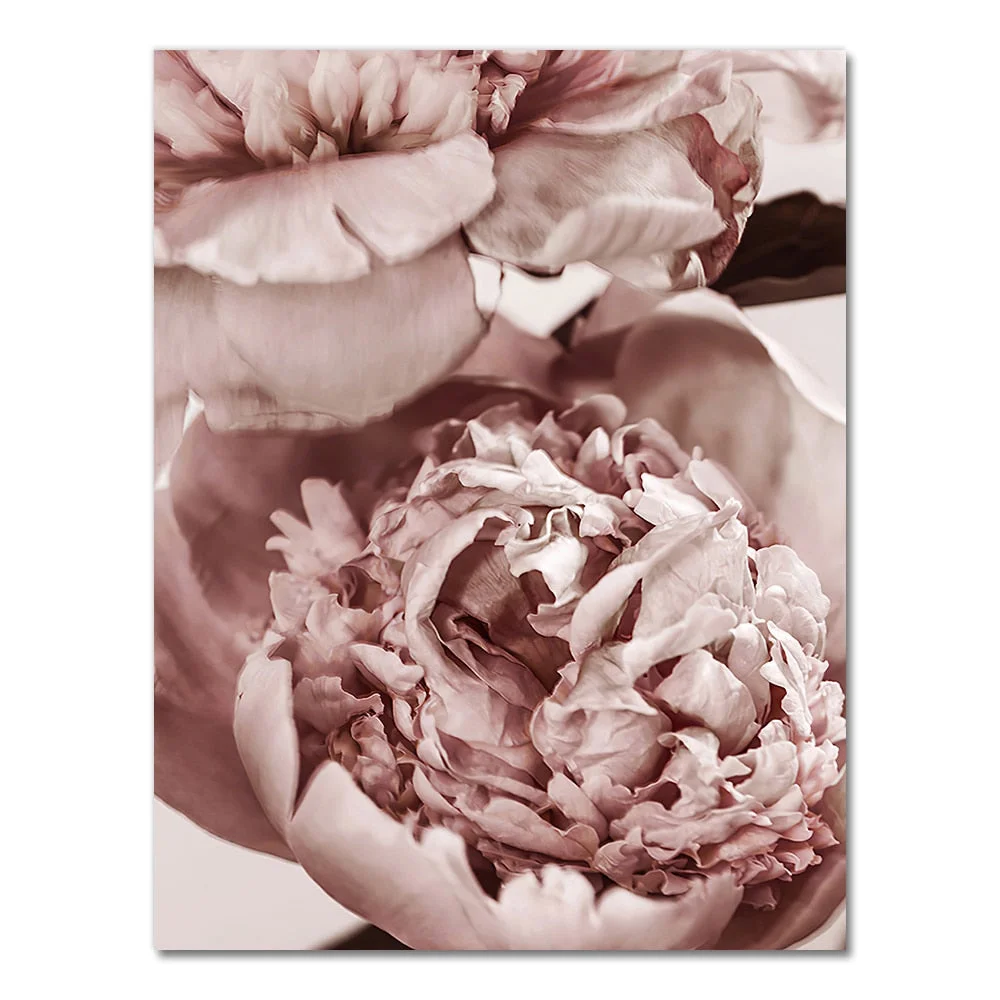 Peony Flower Canvas Painting Nordic Poster Rose Gold Floral Scandinavian Style Print Wall Art Decoration Picture for Living Room