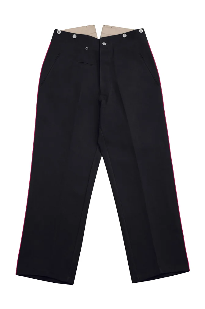   German Fire Police Black Gabardine Service Trousers With Pipe German-Uniform