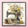(Stamped/Counted) Retro Floral Sewing Machine - 14CT Cross Stitch 40*40cm/15.75*15.75in