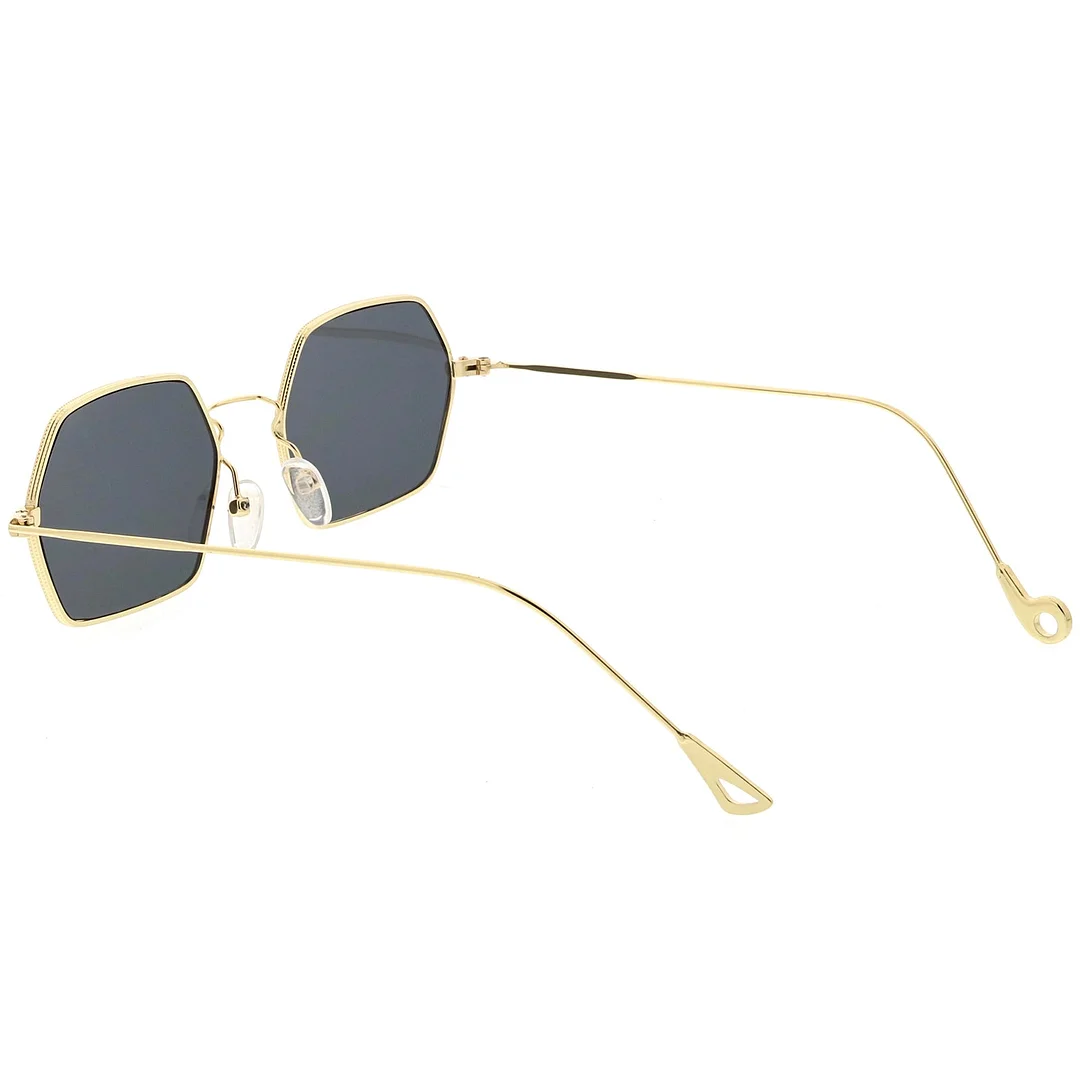 Small Metal Hexagon glasses Ultra Slim Arms Colored Flat Lens 51mm