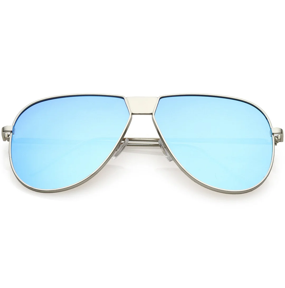 Oversize Metal Aviator glasses With Color Mirror Flat Lens 61mm