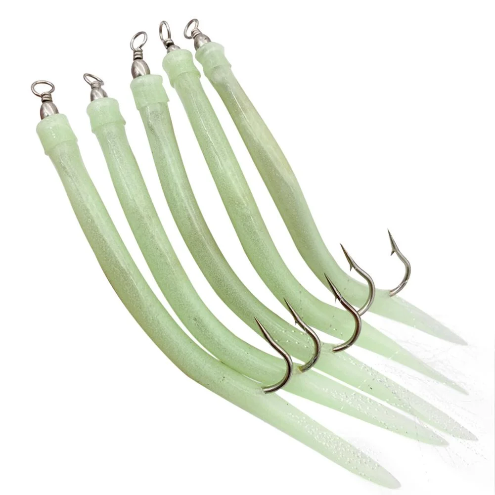 5pcs/lot Codfish Lure Bionic Eel Jig Soft Bait Fishing Tackle (Luminous  Green)