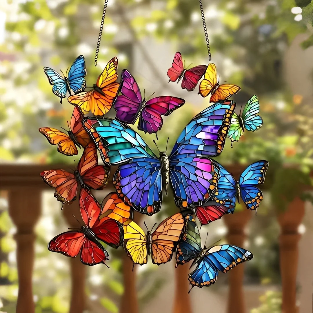 Butterfly Cluster Stained Art Ornament (8 inches) 