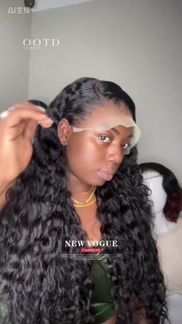 13x4 full lace frontal wig transparent lace deep wave natural black color Pre-plucked 24inch  300%density  Premium raw hair