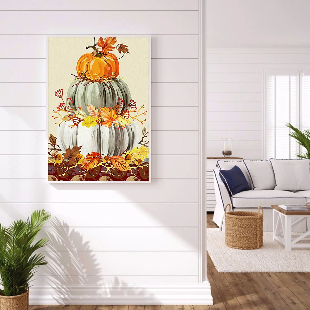 Diamond Painting - Full Square Drill - Pumpkin Maple Leaf(20*30 - 50*70cm)