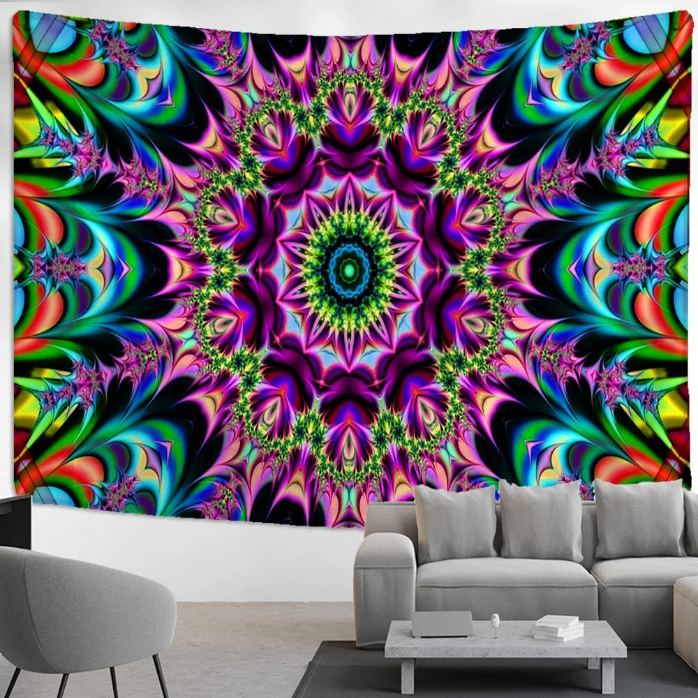 Psychedelic Human Face Tapestry Wall Hanging Fluorescent Witchcraft Tapiz Hippie Art Dormitory Home Decor