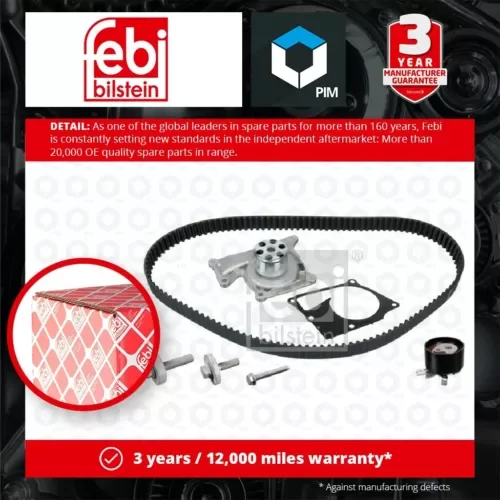 Timing Belt & Water Pump Kit fits NISSAN QASHQAI J10, J11 1.5D 10 to 18 Set Febi Parts