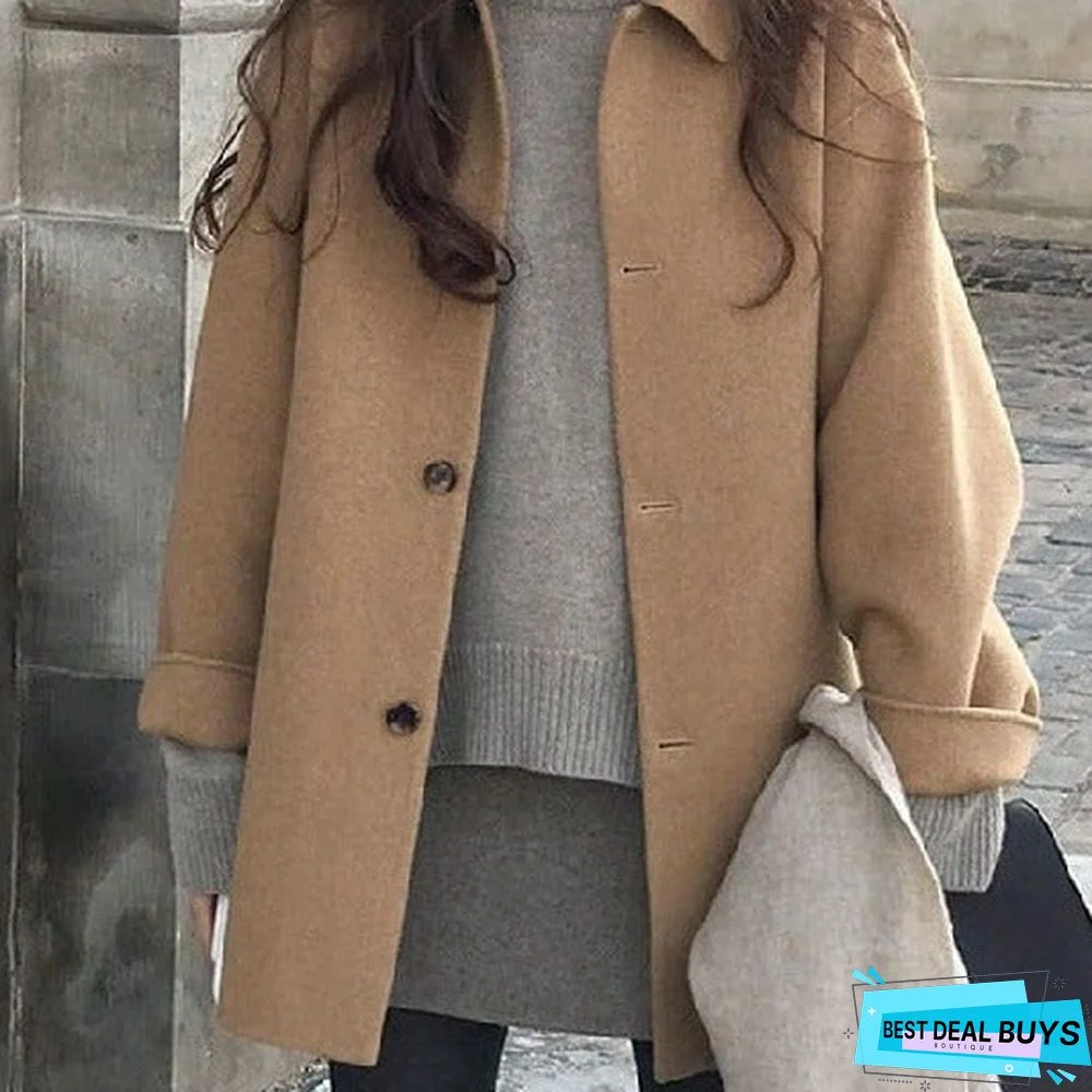 Wool Long Thick Popular Woolen Coat Women