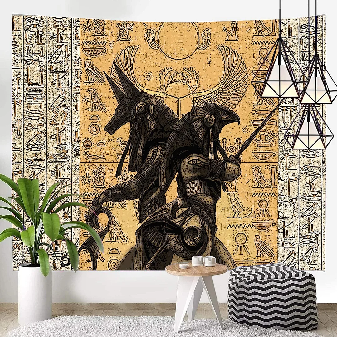Yellow Ancient Egypt Tapestry Wall Hanging Old Culture Printed Hippie Egyptian Tapestries Wall Cloth Home Decor Vintage Tapestry