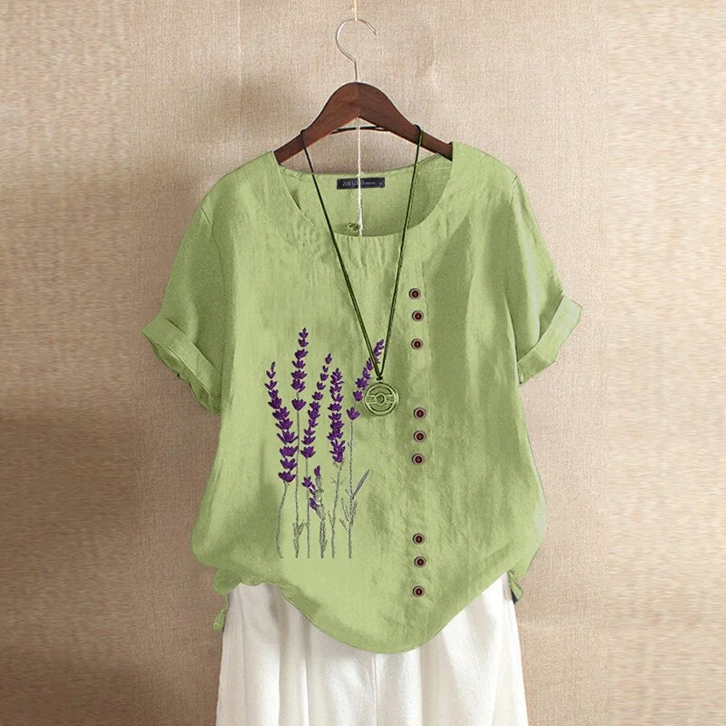 Summer Embroidery Tops Kaftan Women's Blouse 2022 ZANZEA Short Sleeve Tee Shirts Female O Neck Blusas  Casual Tunic