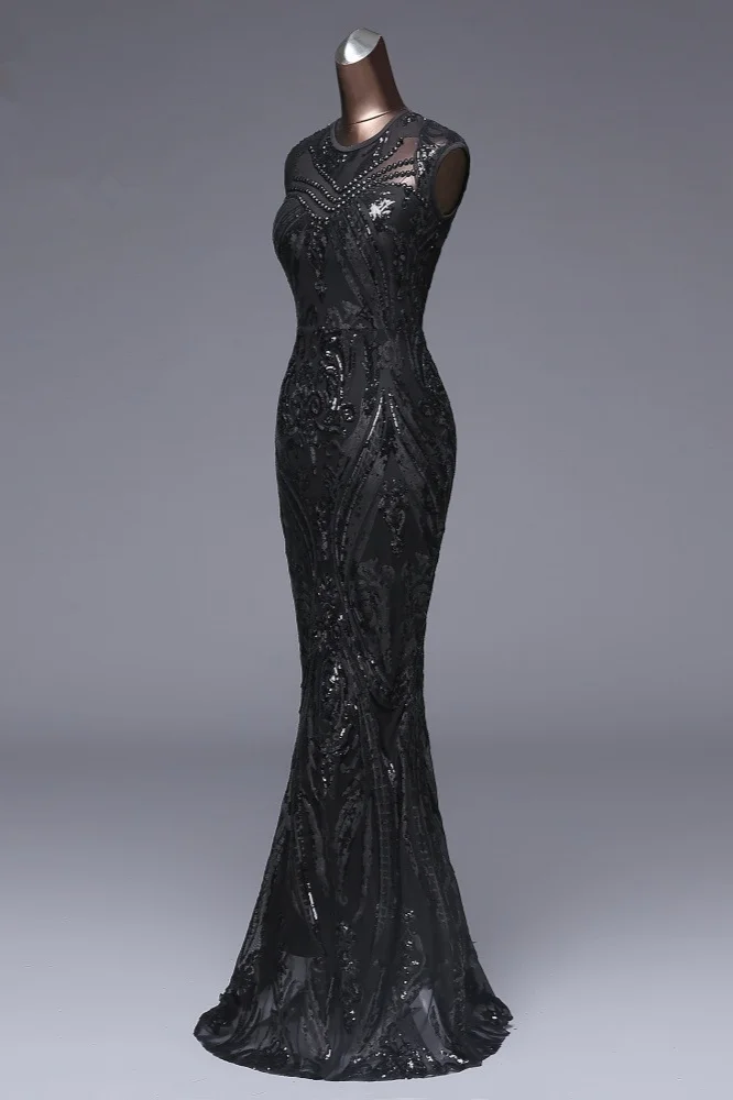 Designer Long Sequins Mermaid Prom Dress Zipper Back Evening Gowns