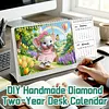 Elephant Diamond Art Monthly Flip Tabletop Calendar January 2027 - December 2028 Small Desktop Calendar Planner 24 Months for Living Room Bedroom Office Desk Gift Giving