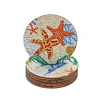 8pcs/set Diamond Painting Sea Coaster Round Cup Cushion Home Decor
