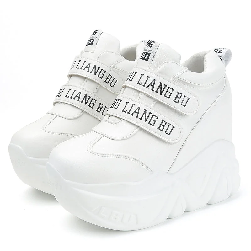 WGZNYN 2022 NEW Woman Casual Shoes 12 Cm Super Hihg Wedge Outdoor Female Hook Loop Comfortable Platform Sneakers W005