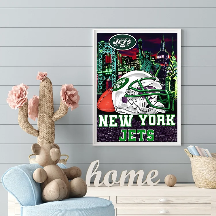 New York Jets Dog in Team Jersey 12x16