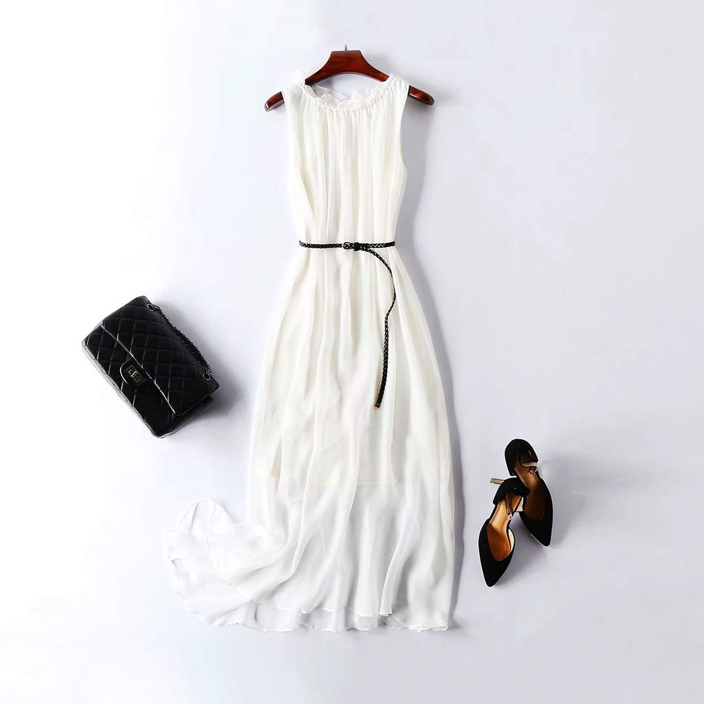 Silk Sleeveless Dress Multi-Color For Vacation REAL SILK LIFE