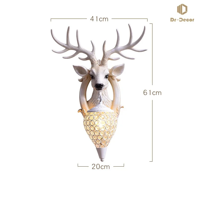 American Retro Wall Lamps Loft Stairs Corridor Wall Sconce Light Fixture House Outdoor Wall Light Antlers Decor Balcony Lighting