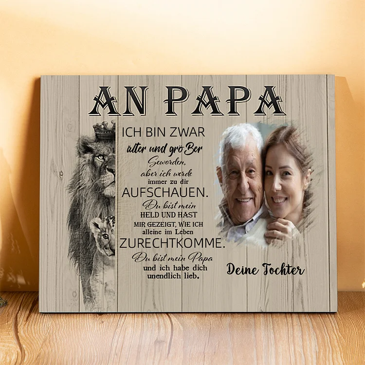 Papa Holzbild - Personalisierter Text & Foto-Papa, ich habe dich unendlich lieb-Holzdekoration