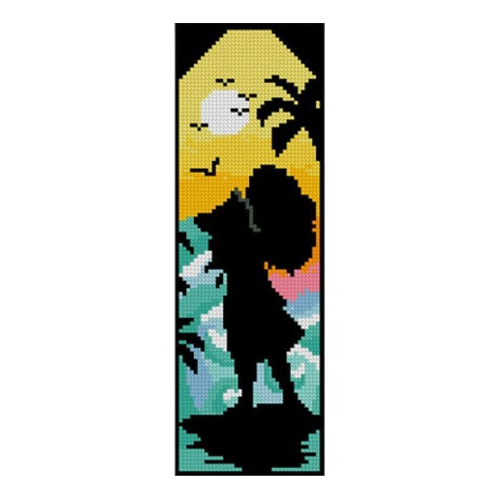 

Cartoon Night View - 12CT Counted Cross Stitch - Double-sided Bookmark, 501 Original