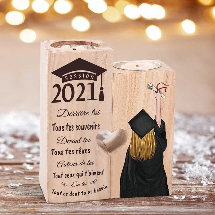 Bougeoirs en Bois 2PCS sans bougie Cadeau pour fêter un Diplômé
