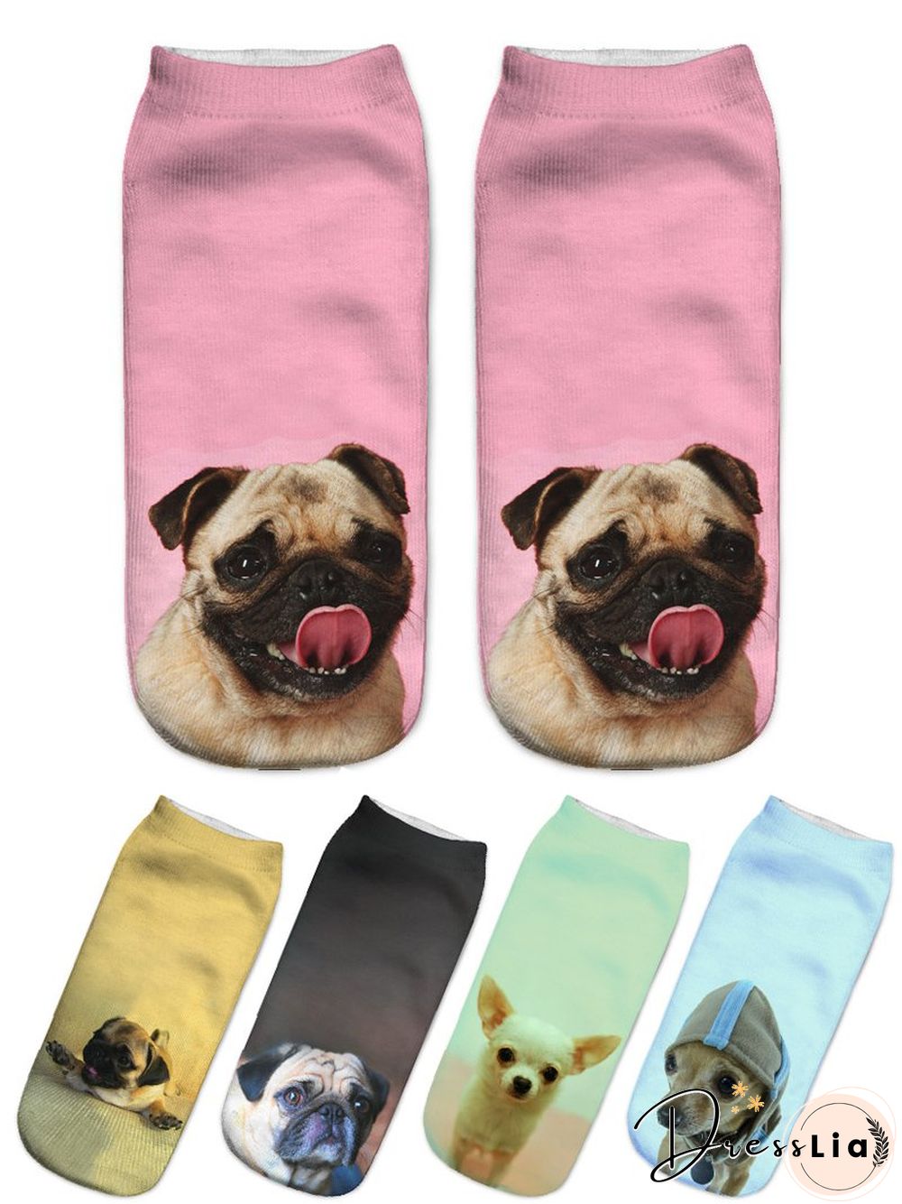 Casual 3D Printing Gradient Color Dog Pattern Socks Everyday Home
