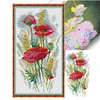 (Stamped/Counted) The Charm Of Poppy Flowers-14CT Cross Stitch 19*37cm/7.48*14.57in