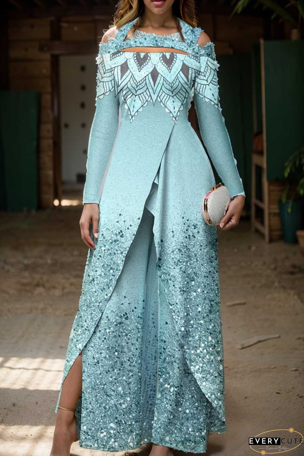 elegant gradient print off shoulder women s jumpsuit