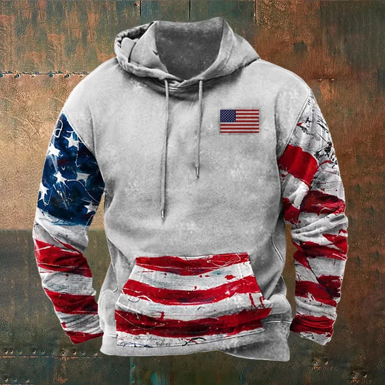 Men's American Flag Print Hoodie